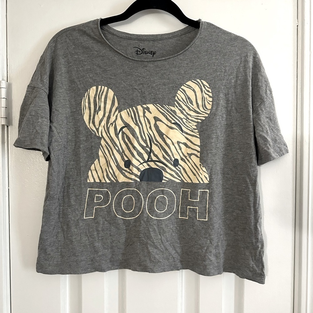 Disney Winnie the Pooh Bear Boxy Cropped Crop Top Tee T-Shirt Size XS
